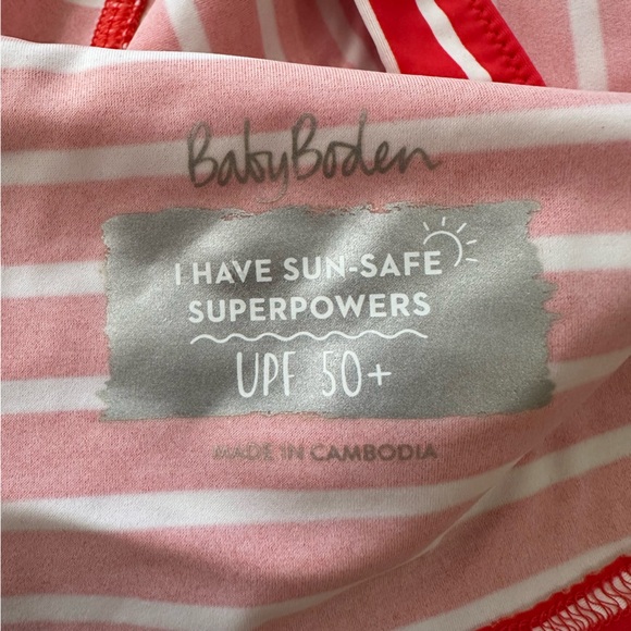 Baby Boden Red White Stripe Sun Safe Swim Hat UPF Size 2-3 Years - Picture 6 of 8